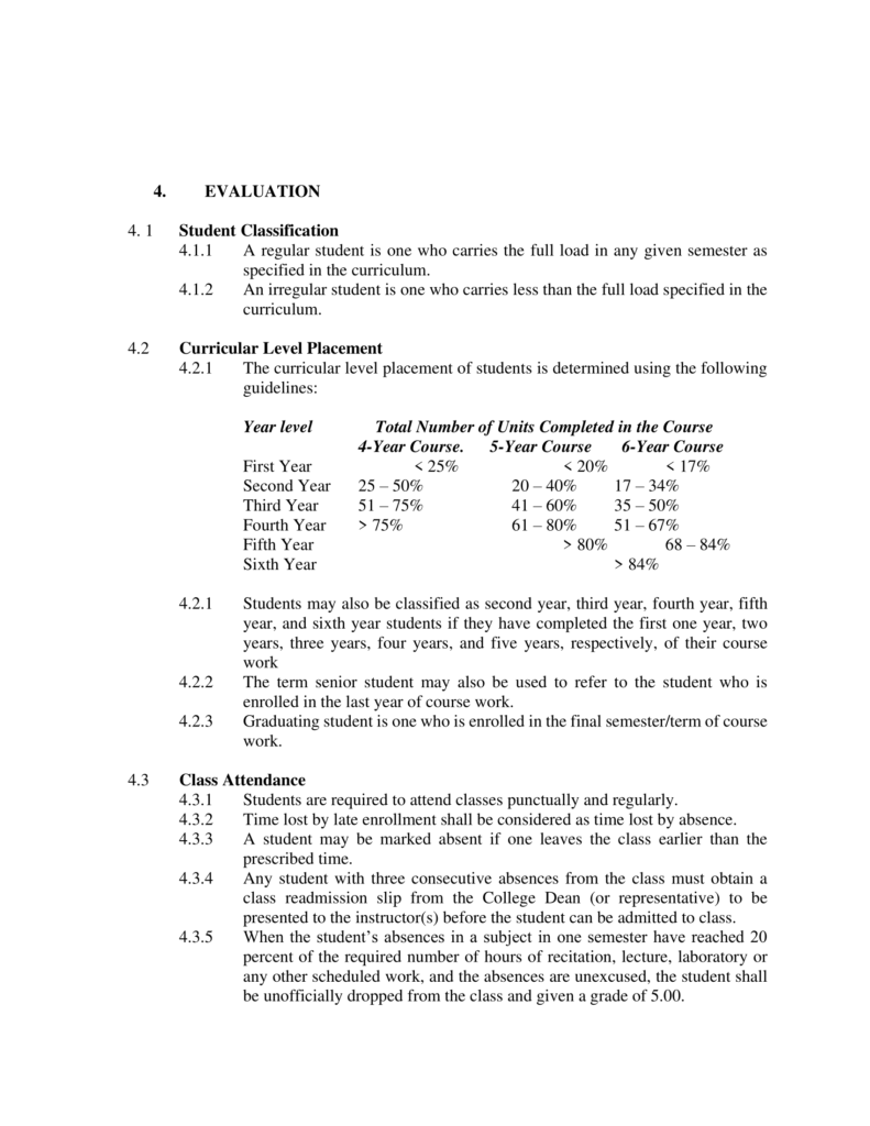 ACADEMIC REGULATIONS AND PROCEDURES – CLSU-ADMISSIONS